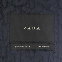 希少XL！ ザラマン【圧倒的存在感】ZARA MAN デニム ブルゾン 裏地キルティング 襟ボア ジップアップ 銀ボタン 袖・裾リブ 濃紺 L表記_画像7