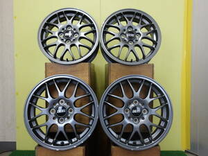 H2214 中古 4本 BBS RX280 ダイハツ 純正 15 x 4.5J +45 4H 100 ガンメタ コペン ムーブ タント ミラ ウェイク タフト キャスト