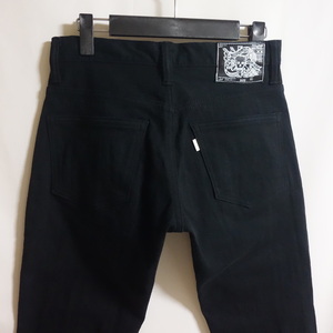 【SKULL JEANS スカルジーンズ 5508XX タイトブーツカット ブラックデニム W30】ストレッチ ジーンズ