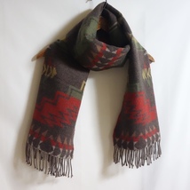 【スコットランド製 RRL カシミヤ混 ネイティブ柄 大判ストール】MORGAN JACQUARD WOOL SCARF ダブルアールエル マフラー_画像1