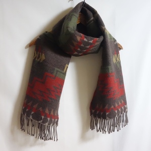 【スコットランド製 RRL カシミヤ混 ネイティブ柄 大判ストール】MORGAN JACQUARD WOOL SCARF ダブルアールエル マフラー