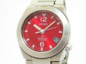 ◆◇SEIKO セイコー SUS(サス) パーペチュアルカレンダー 8F32-0210 クォーツ 赤文字盤 SS メンズ◇◆