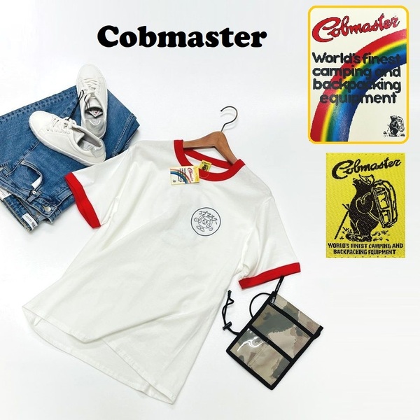 未使用品 /M/ Cobmaster レッド リンガー半袖Tシャツ ホワイト アウトドア キャンプ 大人カジュアル赤タグ メンズ レディース コブマスター