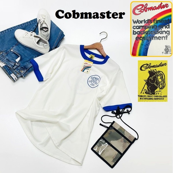 未使用品 /M/ Cobmaster ブルー リンガー半袖Tシャツ ホワイト アウトドア キャンプ 大人カジュアル タグ メンズ レディース コブマスター
