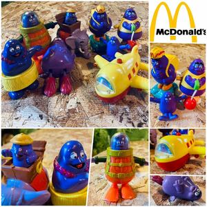 90' vintage McDonald's Grimace 8種セット②◆ビンテージ日本マクドナルド◆グリマスハッピーセットレトロ当時ミールトイ◇ノベルティ