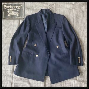 【人気】90s Burberrys バーバリー ウール ダブル ジャケット テーラード ブレザー 紺ブレ 金ボタン ヴィンテージ