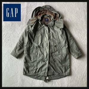 【美品】GAP ギャップ コットン M65 モッズコート ミリタリー 着脱フード キルティングライナー付