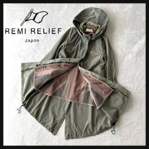 【希少】REMI RELIEFレミレリーフ フィッシュテール モッズコート ユニオンジャック柄ライナー ミリタリー M65 着脱フード スタッズ