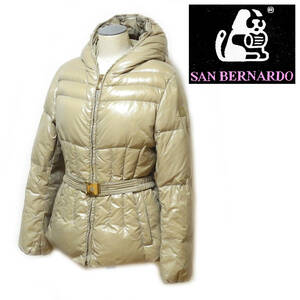 *SAN BERNARDO* sun be luna rudo lady's down jacket belt attaching size 42 beige Italy made *MS-206*