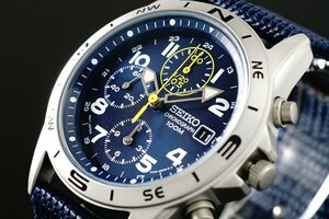 1円～ 1スタ セイコー 正規品 海外モデル SEIKO クロノグラフ 逆輸入 ミリタリー ブルー 新品 100m防水 腕時計 メンズ激レア入手困難