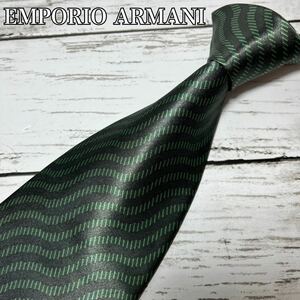 * beautiful goods * Emporio Armani necktie green stripe Italy made wedding party lustre joru geo Armani 