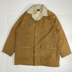 ko1121/01/68 希少/カーハート/Carhartt/ボアジャケット/46サイズ/XL目安/ヴィンテージ/ダメージ/裏起毛/プリント/ブラウン系/1506938