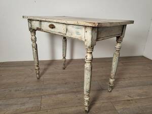  France antique milk paint table little light blue car Be Schic pretty furniture drawer attaching store furniture 