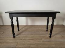 フランス アンティーク 木製のブラッスリーテーブル 黒いテーブル_画像4