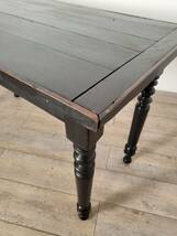 フランス アンティーク 木製のブラッスリーテーブル 黒いテーブル_画像8