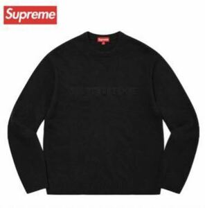 SUPREME Embossed Sweater Black Large シュプリーム エンボスロゴ セーター ニット クルーネック 無地ブラック 黒