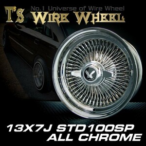 ワイヤーホイール T's WIRE 13X7J STD100SP オールクローム4本セット　（ローライダー USDM アコード シビック ハイラックス）