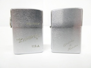 02 67-582972-28 [Y] ZIPPO ジッポー ロゴ WIND-PROOF 1988年 名前刻印入り 1981年 2点 セット 喫煙具 オイル ライター 旭67