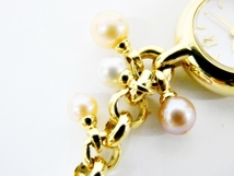 16 38-582046-14 [Y] MIKIMOTO ミキモト パール ブレスレットタイプ 700517 レディース 腕時計 稼働品 福38_画像8