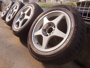 バリ溝!! EK9 シビック タイプR DUNLOP WINTER MAXX 195/55R15 15X6.5J +50 5穴 100/114.3 マルチ スタッドレス ナット 付 4本 セット 