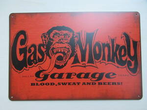 新品※レトロブリキ看板/アンティーク加工/ガスモンキーガレージ Gas Monkey