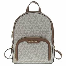 ■ 1円 ~ 正規 中古 美品 ■ MICHAEL KORS マイケルコース ■ MK シグネチャー ロゴ バックパック ■ ホワイト バニラ リュックサック_画像1