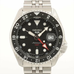 ■ 1円～ 正規 中古 参定6.3万■ セイコー SEIKO ■ ファイブスポーツ GMT SBSC001 ■箱保コマ ブラック 黒 自動巻き 回転ベゼル コーラー