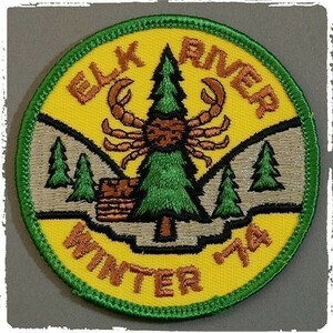 ME43 70s ビンテージ ワッペン パッチ エンブレム ELK RIVER WINTER 蟹 木 ウッド