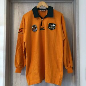 美品 CANTERBURY WALLABIES オーストラリア製 代表 ラガーシャツ サイズL オレンジ ラグビー 