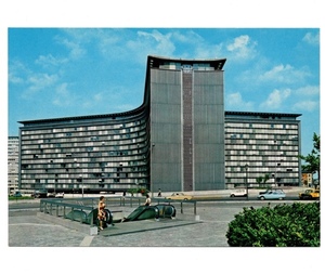 アンティーク ポストカード 絵葉書 BRUXELLES SQUARE SCHUMAN ベルギー ブリュッセル 建物