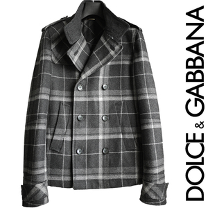 正規品 最高級 D＆G by Dolce & Gabbana ドルチェ&ガッバーナ ウールメルトン ダブルブレステッドコート ジャケット ライダースブルゾン