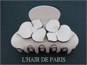 Art hand Auction ■L'HAIR DE PARIS■カメリアフラワーお花ヘアクリップ■ベージュ■薔薇 バンスクリップ ビジュー 結婚式 髪留め ハンドメイド 新品未使用, レディースアクセサリー, ヘアアクセサリー, その他