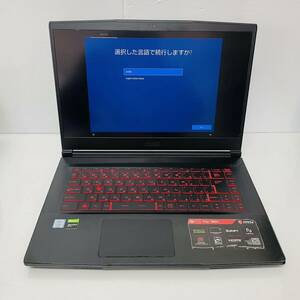 動作品　MSI GF63 Thin 9SC MS-16R3 Core i7 9750H 16GB 　SSD512GB 　GeForce GTX1650　 i15456 80サイズ発送　