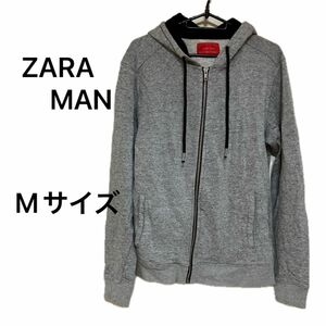 【ZARA MAN】 パーカー　フード　 グレー　 スウェットパーカー