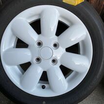 アルト ラパン HE22S 14インチ アルミホイール＆タイヤ4本セット4穴/4.5J/100/+45155/65R14 BRIDGESTONE NEXTRY 中古_画像4