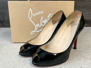 1円 送料無料 Christian Louboutin クリスチャン ルブタン ピンヒール ハイヒール 36 1/2 エナメル 黒 ブラック 23.5cm相当 イタリア製 