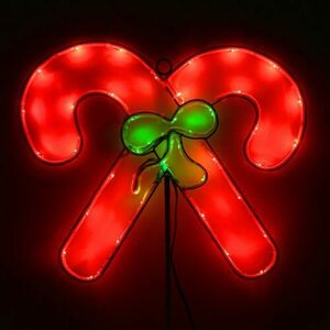 【新品・松葉杖】クリスマス装飾 電池式 ライトデコレーション 屋外 屋内 壁 ドア 長さ28＊幅34.5cm ケーブル長さ0.5メードル
