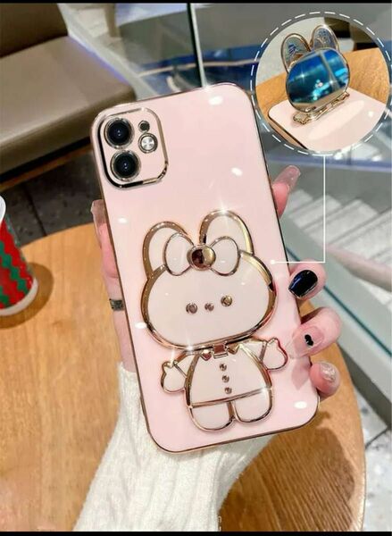 ◆新品未使用品◆iPhone１４◆スマホケース◆韓国◆可愛い◆うさぎ◆ミラー