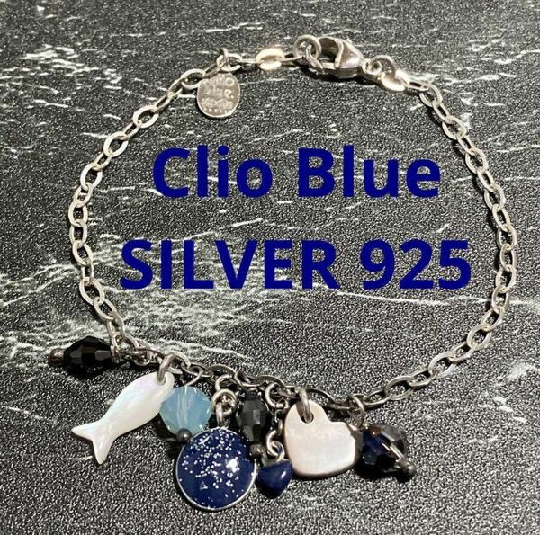 【ws1100】美品 クリオブルー Clio Blue ブレスレット silver925 魚 フィッシュ シェルxビーズ 青系 シルバー