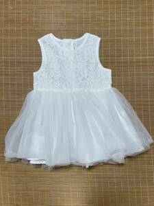 ベビー用　ドレス　ホワイト　80ｃｍ　フォーマル　女の子ドレス ヒラヒラ ワンピース ノースリーブ キッズ 子供服