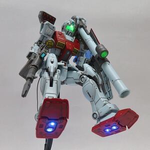 バンダイ HG 1/144 機動戦士ガンダム MSD RGM-79 GM ジム ショルダー・キャノン装備 ミサイルポッド装備 LED電飾塗装完成品