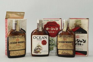 配送神奈川県限定 三楽オーシャン エクストラ ポケットウイスキー OCEAN EXTRA 180ml 37% 3本 旧ラベル有り 未開栓/古酒 11-C053