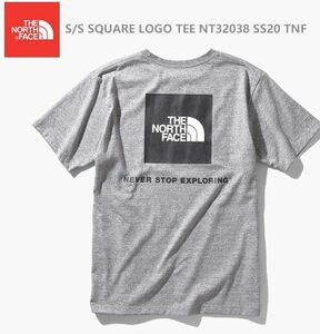 ■ 美品 THE NORTH FACE ノースフェイス スクエアロゴ Tシャツ NT32038 SS20 TNF ミックスグレー (L) ■