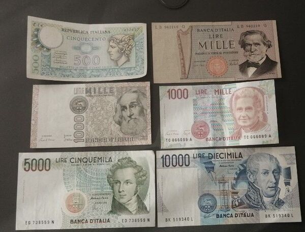 海外旧紙幣 イタリア・リラ。
