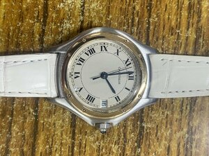 ◆1円◇稼働◇　カルティエ　クーガー　ホワイト　　クオーツ　レディース　腕時計　　H176