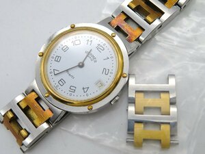 ◆1円□ジャンク□　エルメス　　クリッパー　白　クオーツ　ユニセックス　腕時計　コマ　E76006