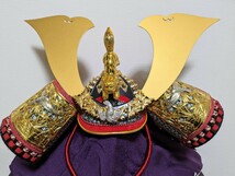 五月人形 鎌倉時代 大鍬形之兜 龍玉作　正絹威　土佐　28号兜　着用兜　samurai helmet　徳川家康ミニ兜_画像2