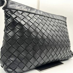 1円～■現行品■ BOTTEGA VENETA ボッテガヴェネタ クラッチバッグ ボディバッグ セカンドバッグ ブラック 黒 イントレチャート メンズ