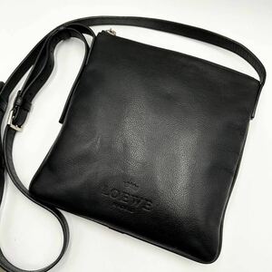 1円 ■希少■ 定価23万 ロエベ LOEWE ショルダーバッグ サコッシュ 斜め掛け メンズ ビジネス レザー 本革 ブラック 黒