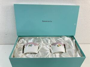 1円〜 10☆ 美品 TIFFANY&Co. ティファニー ペアカップ ペアマグカップ マグカップ 花柄 陶器 日本製 純正箱付き キッチン用品 食器 コップ